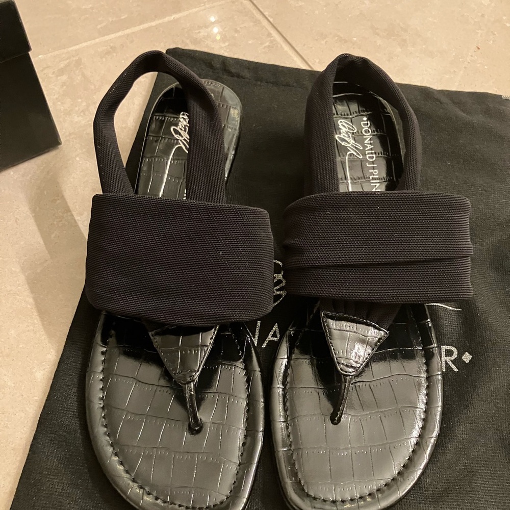 Donald J. Pliner Black Croc-Embossed Sandals